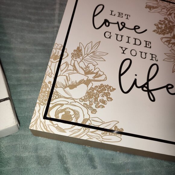 3 Signs Home Decor Wooden Canvas Love Brings us home smell the roses life Quotes - Picture 5 of 12